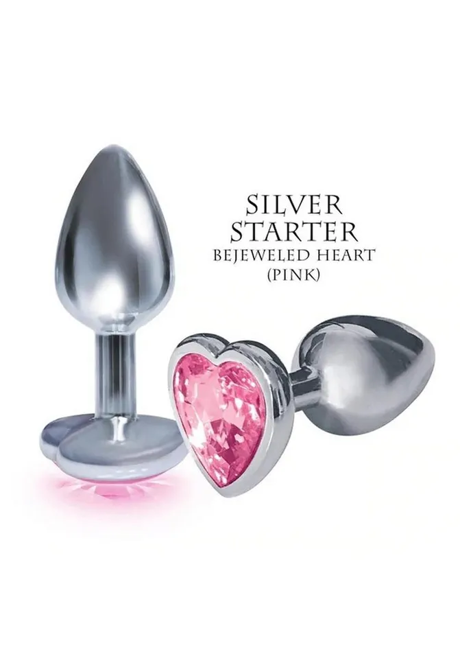 THE 9S Anal The 9s The Silver Starter Bejeweled Heart Stainless Steel Plug