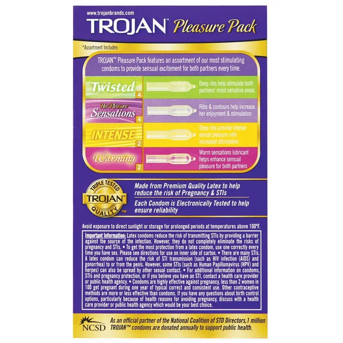 Trojan Pleasure Condoms Asst Box of 12 Trojan Condoms Female Sex Toys