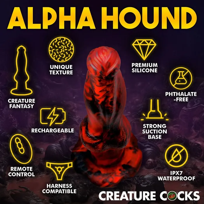 XR Brands Dildos Creature Cocks Hell Wolf Red 22 cm USB Rechargeable Thrusting Fantasy Dildo