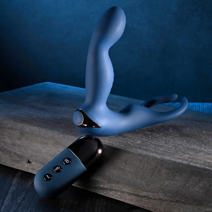 Zero Tolerance BY ALL MEANS Blue 134 cm USB Rechargeable Prostate Massager with Cock Ring Zero Tolerance Male Sex Toys