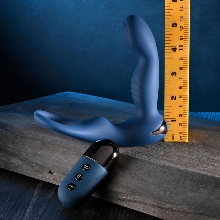 Zero Tolerance BY ALL MEANS Blue 134 cm USB Rechargeable Prostate Massager with Cock Ring Zero Tolerance Male Sex Toys