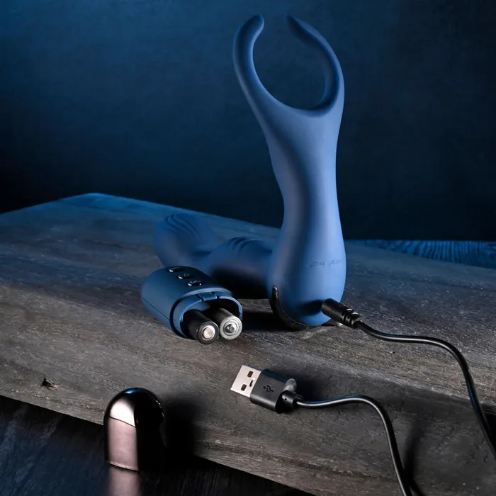 Zero Tolerance BY ALL MEANS Blue 134 cm USB Rechargeable Prostate Massager with Cock Ring Zero Tolerance Male Sex Toys