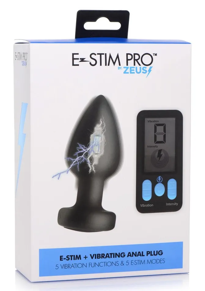 Zeus Electrosex Zeus Vibrating and EStim Silicone Rechargeable Anal Plug with Remote Control Male Sex Toys